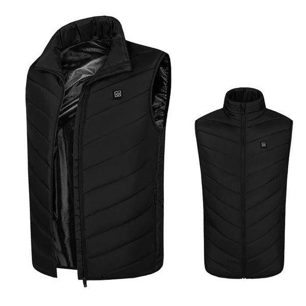 

outdoor t-shirts heated vest plush jacket fishing hunting waistcoat 8 areas usb men winter electrical sleevless hiking, Gray;blue