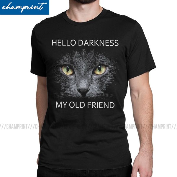 

hello darkness my old friend men's funny crew neck pet animal cat short sleeve clothes graphic sport hooded sweatshirt hoodie men t shi