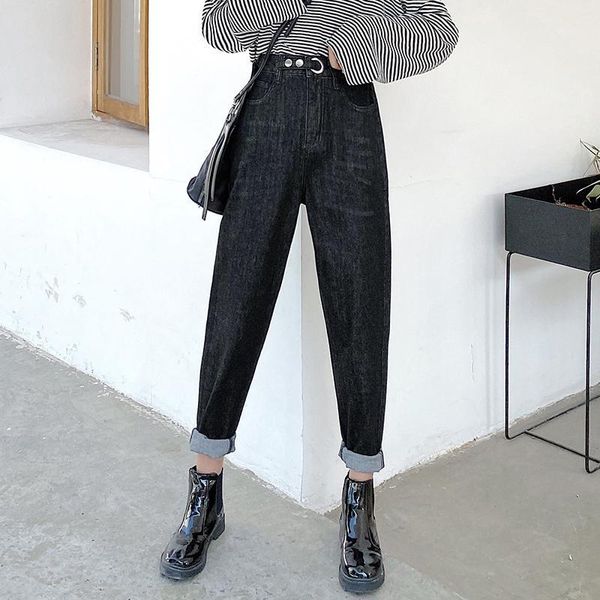 

women's jeans denim women with retro waisted jean haren pants in regular fit ankle-length high waist womens streetwear blue1, Blue