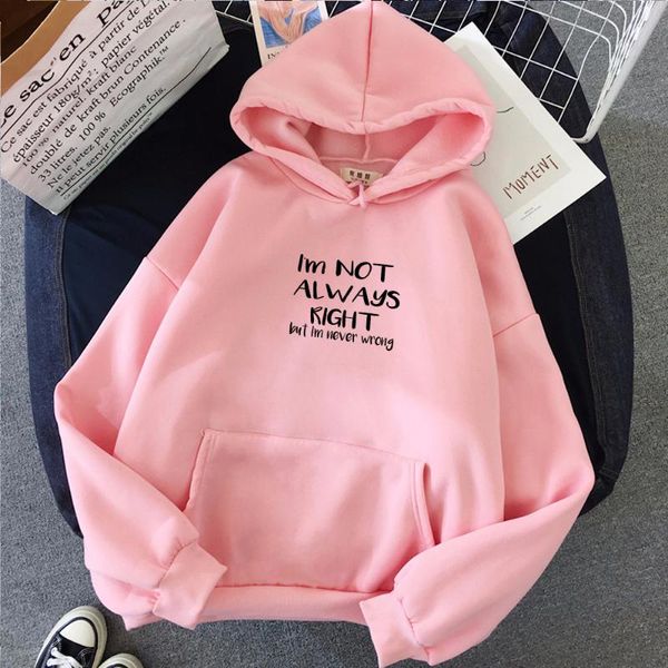

women's hoodies & sweatshirts 2021 harajuku winter women i'm not always be right but never wrong funny letter print hooded pink co, Black