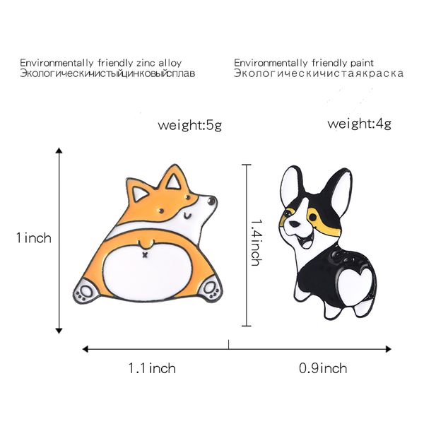 

corgi love butt enamel custom dogs brooches bag clothes lapel kawaii animal badge puppy gift girl friend, Gray