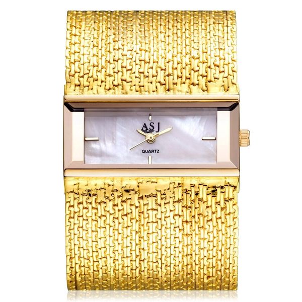 

asj women quartz watch water resistance rectangle dial twining chain strap bracelet watch 201114, Slivery;brown