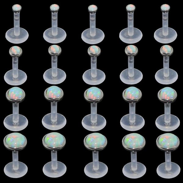 

lot 4pcs opal 17 stone bioplast labret monroe lip stud fire opal ear cartiliage tragus helix piercing stud ring 16g body q bbycid, Silver