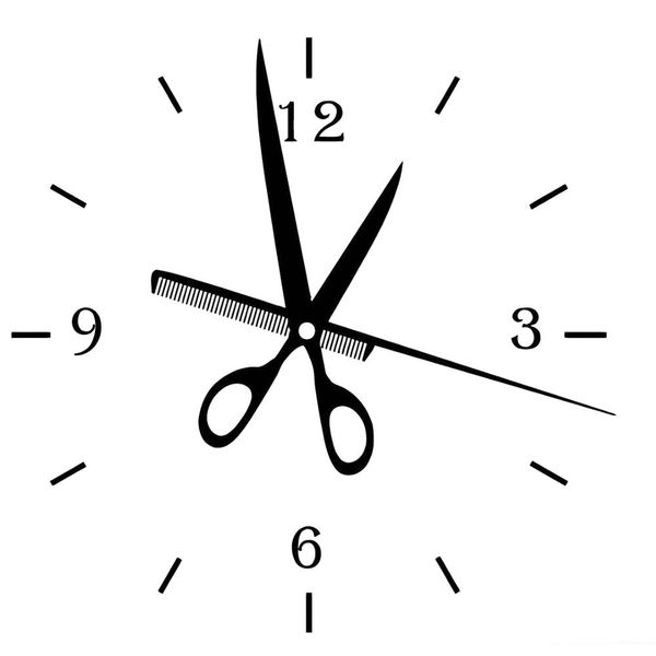 

14.4cm*14.8cm funny hair salon clock art vinyl car sticker decal c22-0076