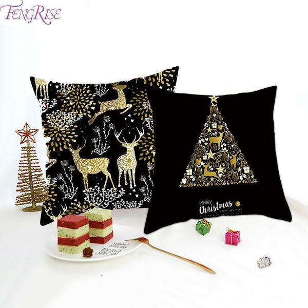 

black golden cushion cover decorative merry christmas decorations for home 2019 cristmas ornaments xmas new year 2020