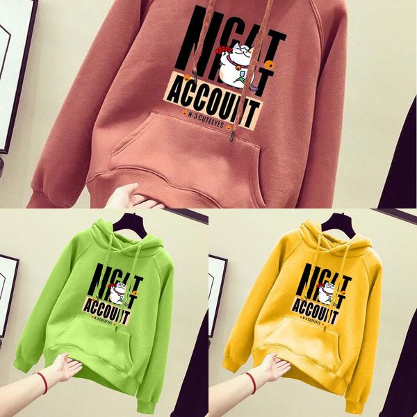 

plush thickened women's loose bf student korean version lazy wind autumn and winter hooded oversized coat sweater sweater coat fashiona, Black