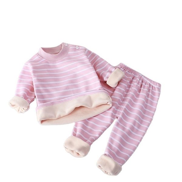 

plush suit autumn winter stripe boys' leisure and girls' underwear home wear neutral baby warm pajamas b0063 8vi4, Blue;red