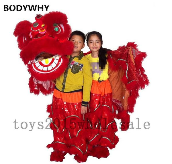

mascot costumes folk art lion dance mascot costume pure wool blend southern lion for two kids performance costume, Red;yellow