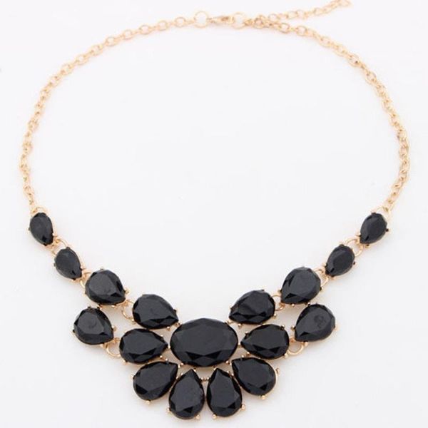 

chains famshin fashion lady banquet accessories multicolour acrylic gem choker necklace pendant jewelry statement, Silver