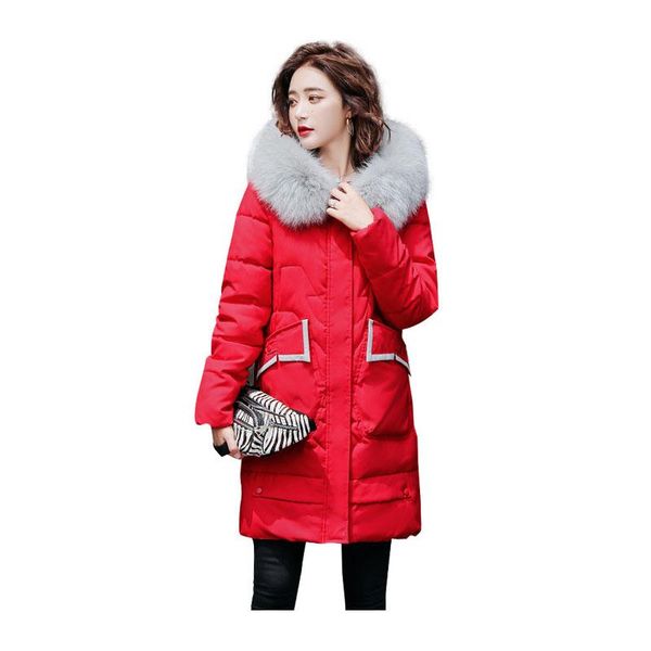 

women long winter jacket glossy hooded windproof down jacket oversize cotton padded parkas coat, Black
