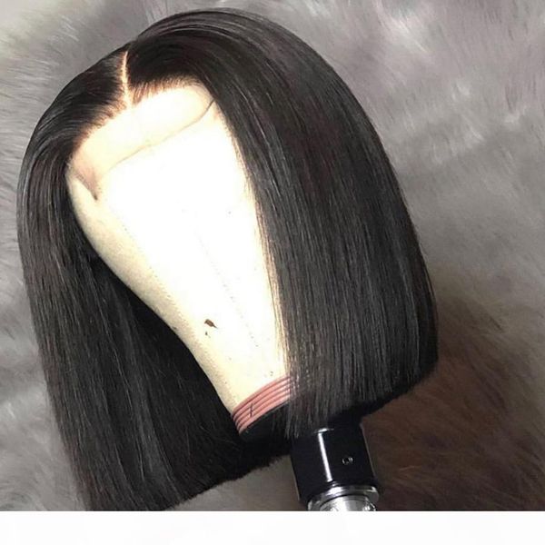 

360 frontal full lace human hair wigs pre plucked with baby hairs short bob cut peruvian remy hair pre plucked 360 lace wig, Black;brown