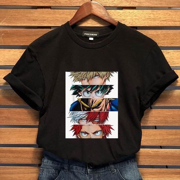 

японские аниме мой герой академии футболка графический напечатанный с короткими рукавами футболки tee топы аниме боку нет герой академии жен, White