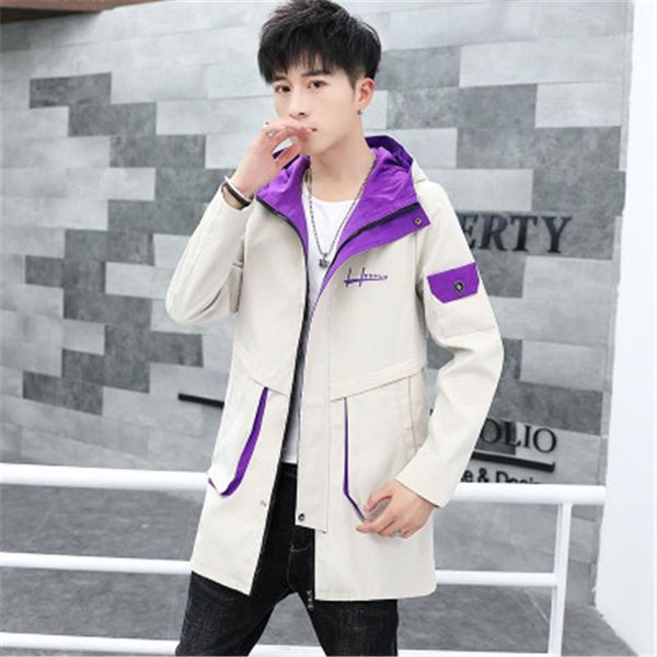 

zipper long sleeve coats casual outerwear designer male pocket loose jackets man tooling jacket fashion korean version mid-length hoodie, Black;brown