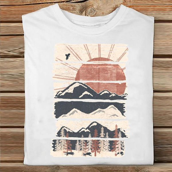 

women animal cute mountain cute fashion printing spring printing clothes print tshirt female tee ladies graphic t-shirt, White