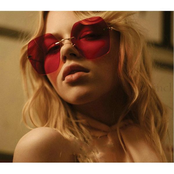 

sunglasses square women blue pink retro gradient ocean color lens unique frameless female male eyeglasses fml1, White;black