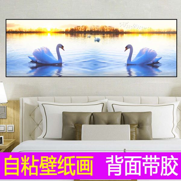 

simple modern bedroom bedside decoration self adhive living room sofa background wall mural sticker wallpaper painting