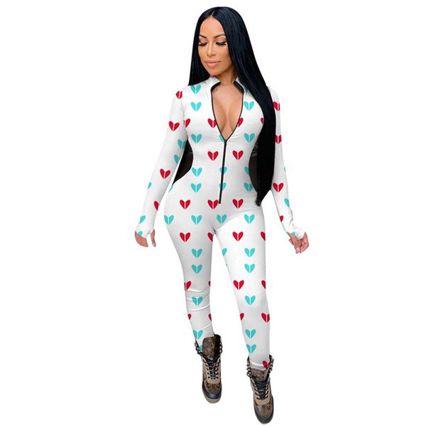 

women jumpsuits rompers long sleeves v-neck designer nightwear playsuit bodysuit valentine's day skinny pajama onesies plus size e12231, White