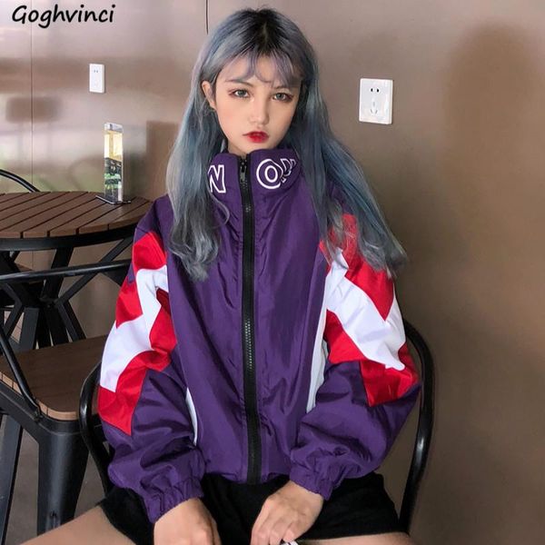 

women's jackets women hip hop patchwork loose long sleeve coat womens trendy harajuku spring autumn stand collar clothing daily jacket, Black;brown