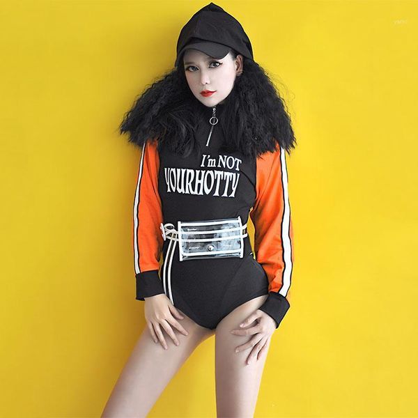 

hooded jazz dance costumes women dj pole dance bodysuit gogo dancers performance clothing rave outfit disco jumpsuit dc36521, Black;red