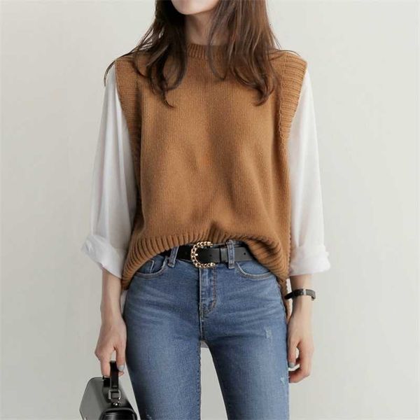 

wavsiyier women sweater o neck knitted vest solid vintage elegant thick warm pullover female autumn winter jumper fashion korean 201214, Black;white