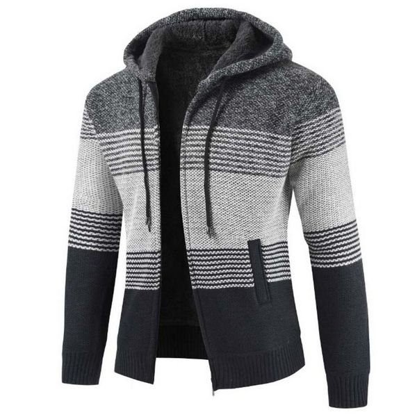 

faliza men's hooded sweater, thick warm zipper coat, xy103, autumn and winter, 2020, White;black