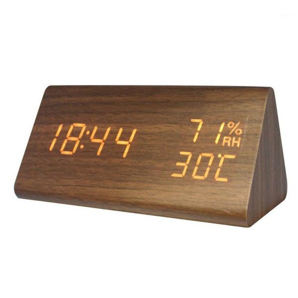 

lightweight wood dual display humidity sensor white led energy saving clock1