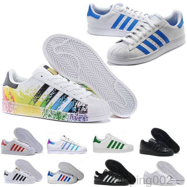 

2016 brand superstar white holographic rainbow color teen superstar 80s proud designer superstar ladies men's casual shoes 36-45 bnb3, Black