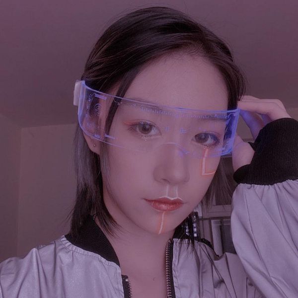 

2021 latestvisor led up luminous light futuristic electronic glasses prop for halloween festival ktv bar party performance new