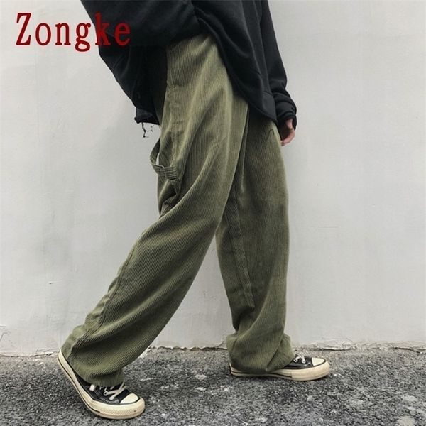 

zongke autumn corduroy casual baggy pants men clothing joggers korean streetwear work trousers hip hop tracksuit m-2xl 201126, Black