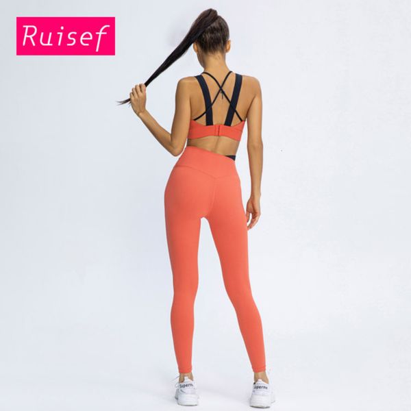 

color contrast shockproof gathered bra new hip lifting peach pants running yoga fitness suit, Gray
