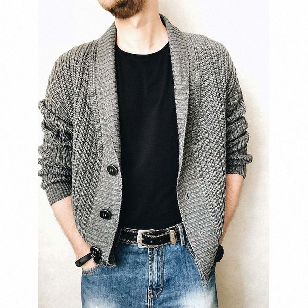 

men's cardigan sweater knitted button solid color vintage style basic long sleeve plus size sweater cardigans v neck shirt collar fall, White;black