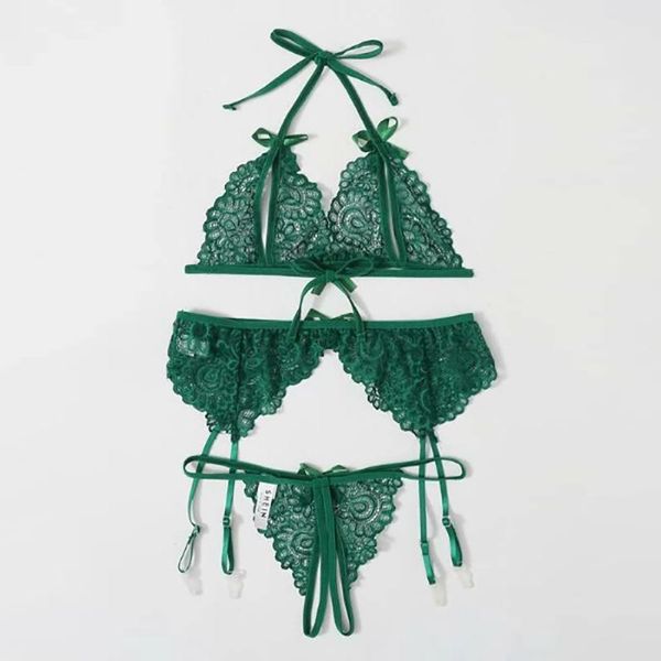 

bras fashion style lace butterfly bra underwear garter three piece set sell well in europe and america, Red;black