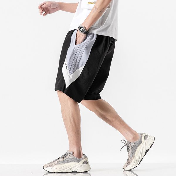 

fashion element 20 summer men's shorts american casual large size loose harlan color matching pants, White;black