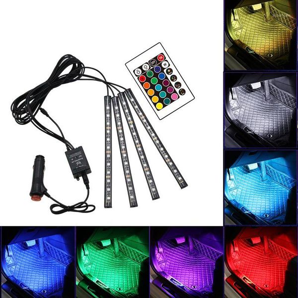 

a4pcs car rgb led strip light led strip lights colors car styling decorative atmosphere lamps interior light with 12v1