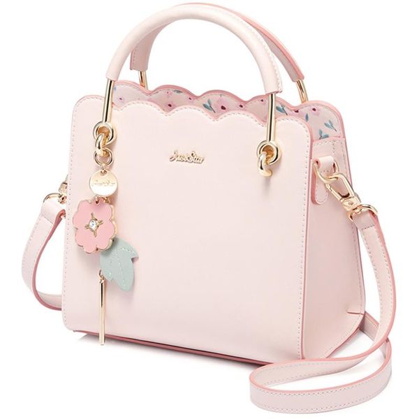 

abdb-just star women's pu leather handbag ladies fashion stitching handbag lady flower tassel fresh color crossbody bag