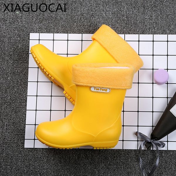 

new arrival baby waterproof rain non-slip yellow/blue/pink girls boys shoes pvc rubber lovely boots for kids a42 27, Black