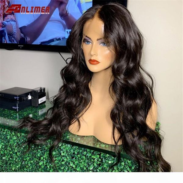 

anlimer 13x4 13x6 lace front human hair wigs brazilian wave remy human hair wigs lace frontal wig pre plucked with baby hair, Black