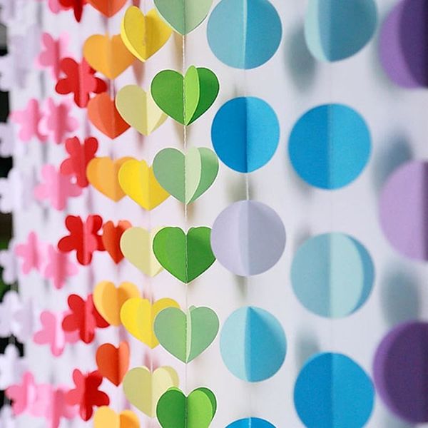 

3m colorful 3d round heart garlands christmas wedding party banner hanging paper garland room decoration