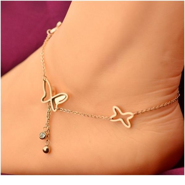 

новые butterfly buttern banklets нога сеть летний пляж браслет ноги для женщин девушка подвески босиком сандалии wmteqr, Silver
