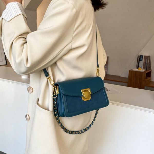 

new fashion brand bag for women 2021 pu lock splicing lady shoulder bag small girl dating shopping crossbody fog blue white
