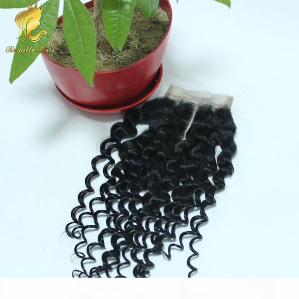 

malaysian human hair lace closure 7 a grade afro kinky curly factory price natural color 3.5x4 lace closure, Black;brown