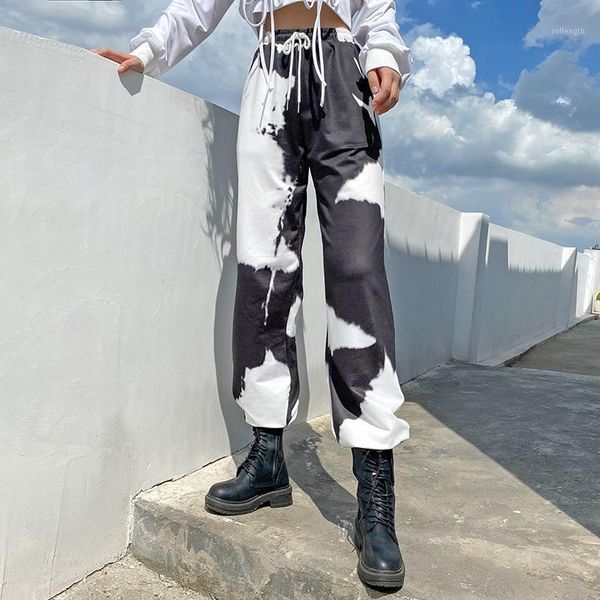 

nclagen women black white tie dye sweatpants high waist loose casual joggers trousers elastic drawstring streetwear pants capris1