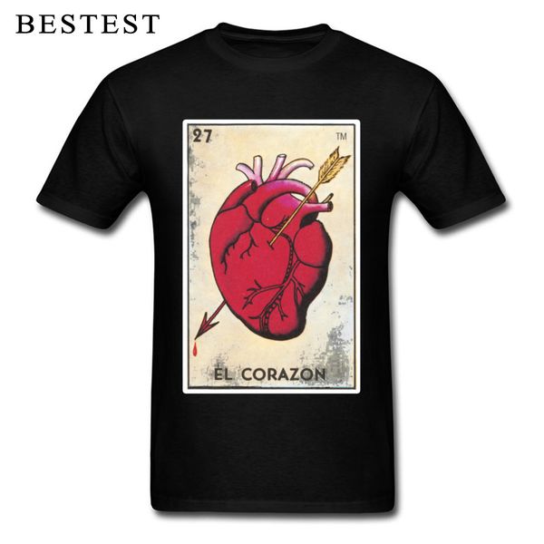 

sport poker card t-shirt for men unique tees corazon loteria mexican bingo heart card print t shirts black vintage style tshirt