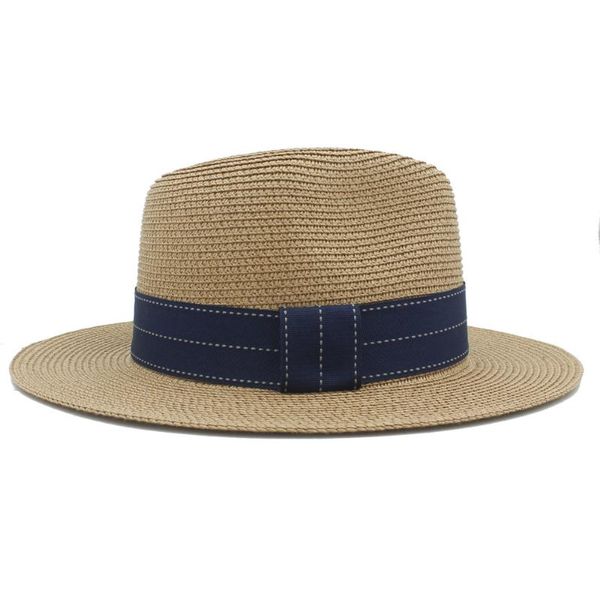 

summer women toquilla straw panama sun hat for elegant lady wide brim floppy seaside sunbonnet beach cap adjusted size 56-58cm, Blue;gray