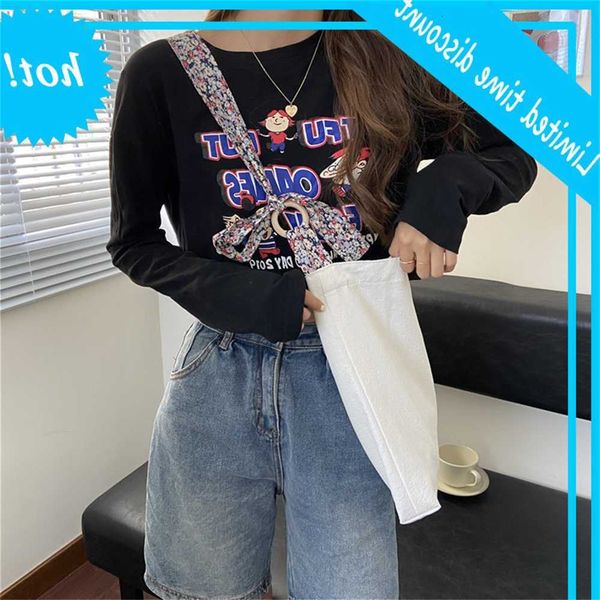 

98211 leisure large capacity single shoulder korean letter shopping personalized portable canvas bag for women