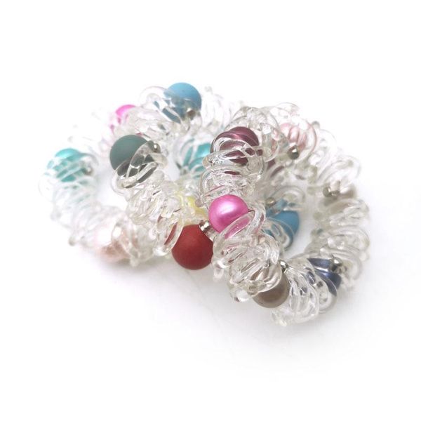 

colorful bead braided telephone line wire elastic hair bands tie gum headwear ponytail holder rubber women accessories q qylsim