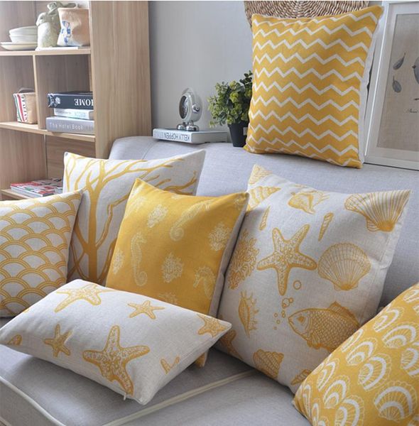 

cushion/decorative pillow linen yellow palm tree starfish cushion nord style home decorative throw pillows 45*45cm/30*50cm coji
