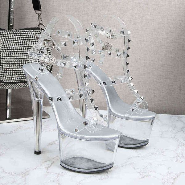 

sandals women's open transparent sandals ultra-high heels nightclub large 34-45 new 220309, Black