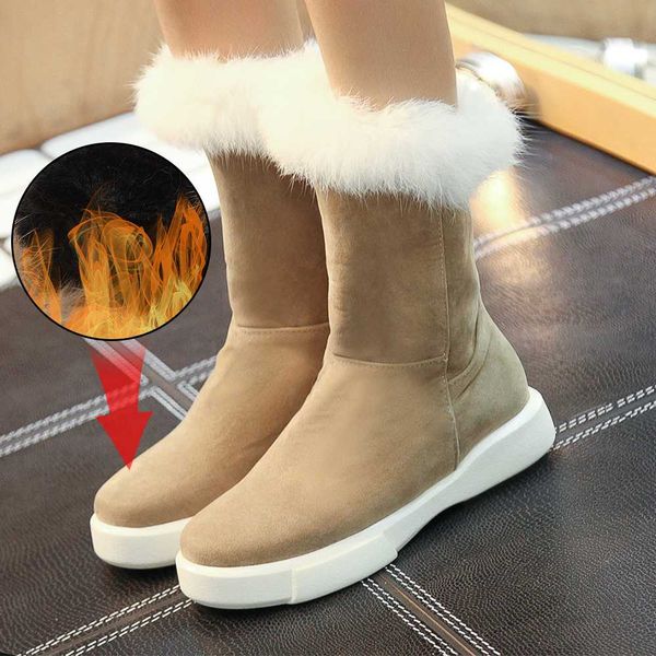 

plus size 34-43 new fashion women winter boots flock winter shoes ladies fashion snow boots shoes thigh high suede mid-calf boot, Black