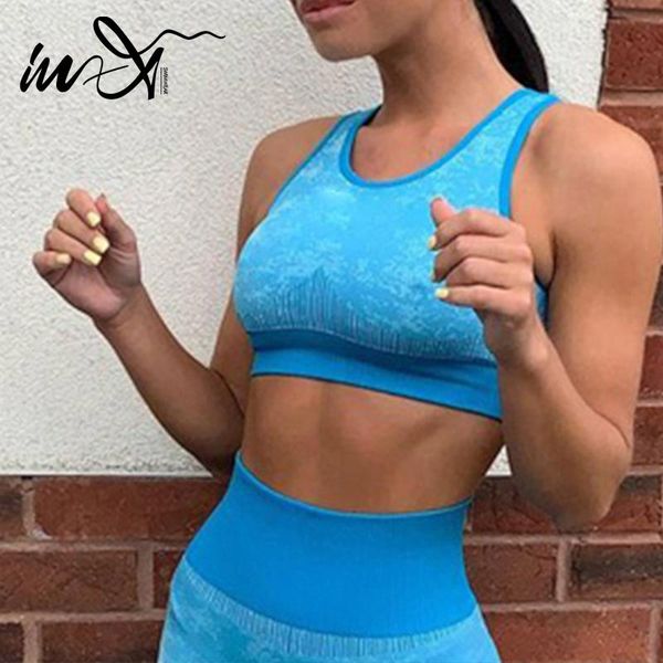 

yoga outfits in-x o-neck sportwear women seamless yoha set long sleeves fintess clothing high waist leggings quick dry women's sports, White;red